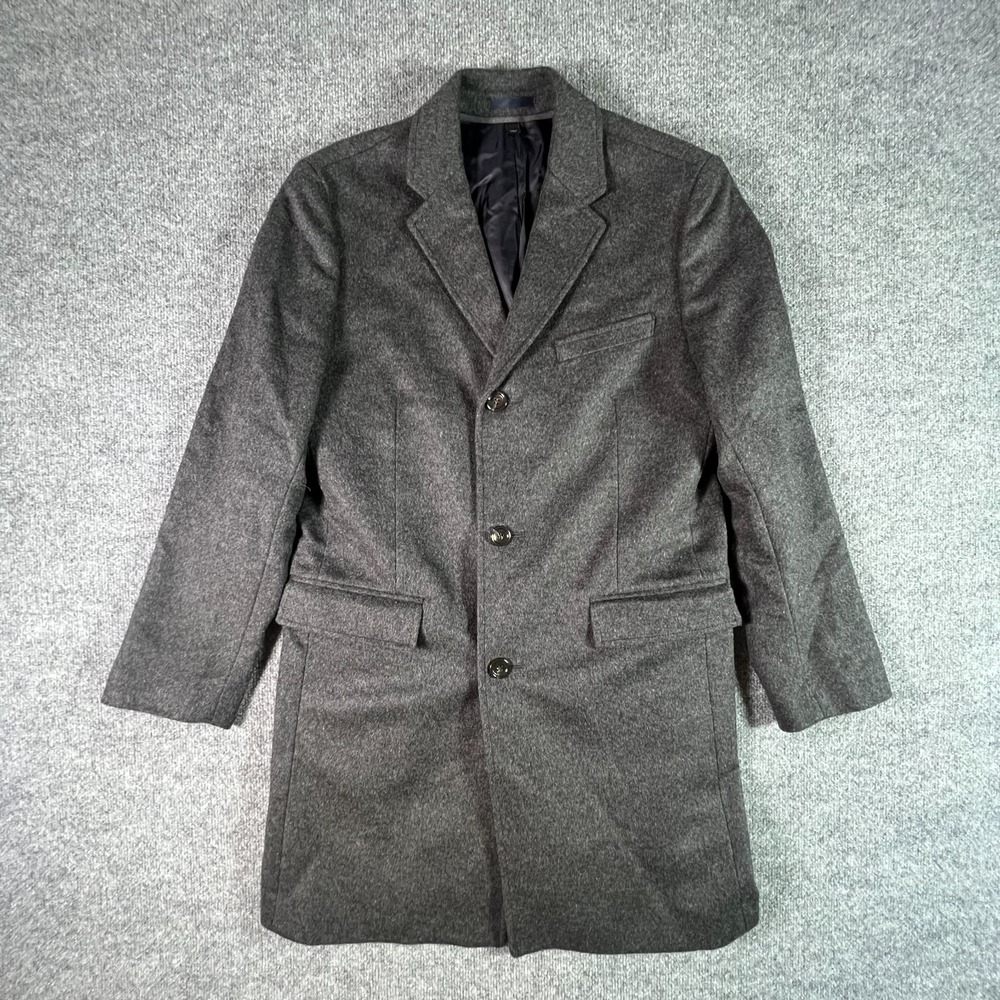 J.Crew Trench Coat Men's 40 Black Wool Preppy Career Business Office Academia